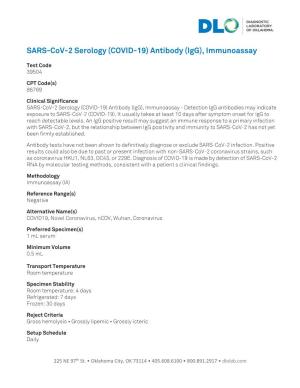 SARS-Cov-2 Serology (COVID-19) Antibody (Igg), Immunoassay