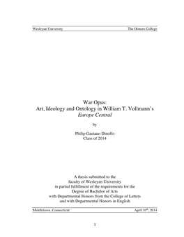 Art, Ideology and Ontology in William T. Vollmann's Europe Central