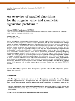 An Overview of Parallel Algorithms for the Singular Value and Symmetric Eigenvalue Problems