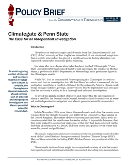 Climategate & Penn State the Case for an Independent Investigation