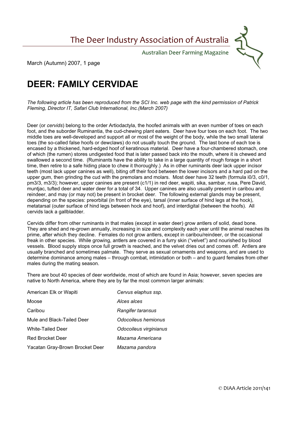 Deer: Family Cervidae