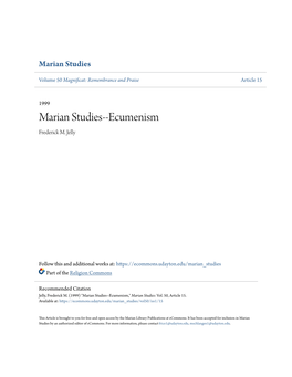 Marian Studies--Ecumenism Frederick M