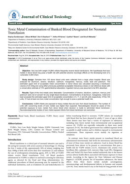 Toxic Metal Contamination of Banked Blood Designated for Neonatal