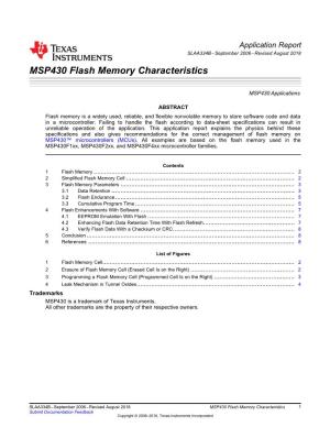 MSP430 Flash Memory Characteristics (Rev. B)