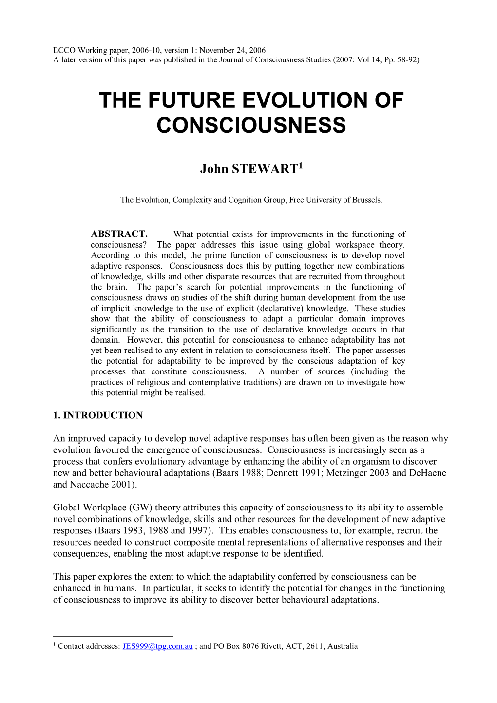 Future Evolution of Consciousness