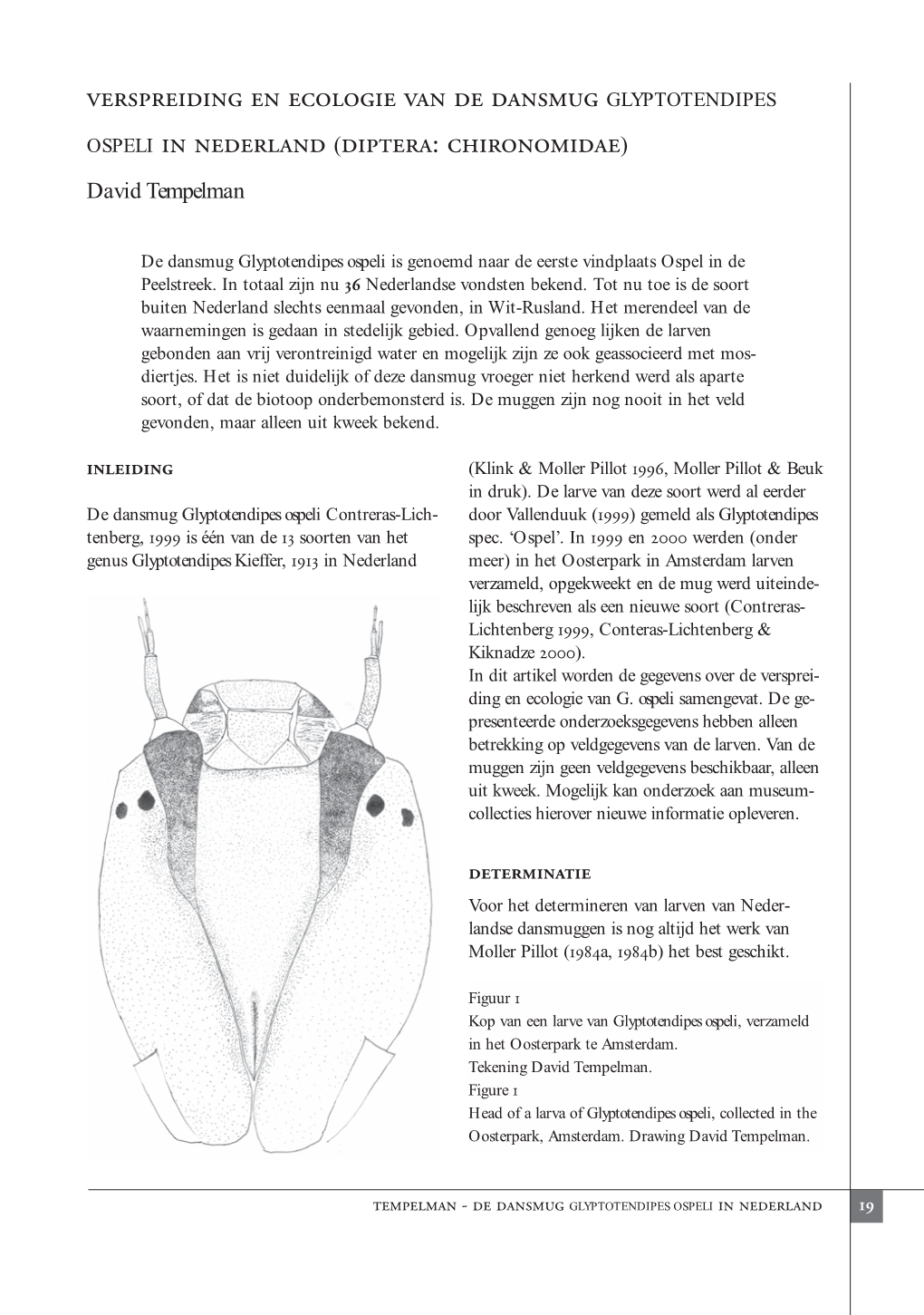 Verspreiding En Ecologie Van De Dansmug GLYPTOTENDIPES OSPELI in Nederland (Diptera: Chironomidae)