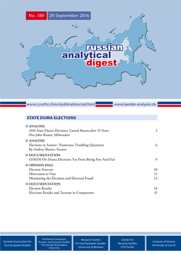 Monitoring the Elections and Electoral Fraud 12 ■■DOCUMENTATION Election Results 14 Elections Results and Turnout in Comparison 15