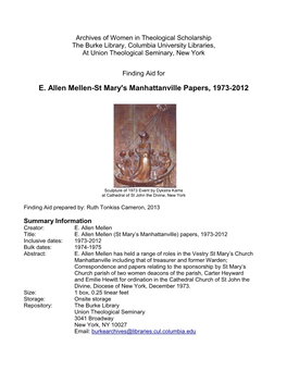E. Allen Mellen-St. Mary's Manhattanville Papers, 1973-2012