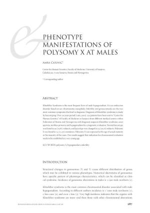 Phenotype Manifestations of Polysomy X at Males