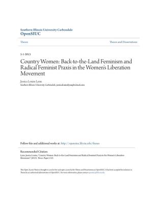 Back-To-The-Land Feminism and Radical Feminist