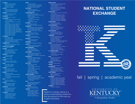 Academic Year NATIONAL STUDENT EXCHANGE