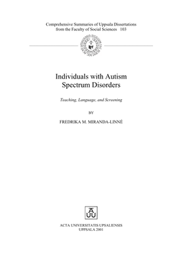 Individuals with Autism Spectrum Disorders