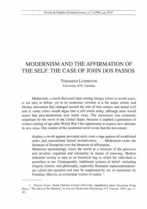 Modernism and the Affirmation of the Self: the Case of John Dos Passos