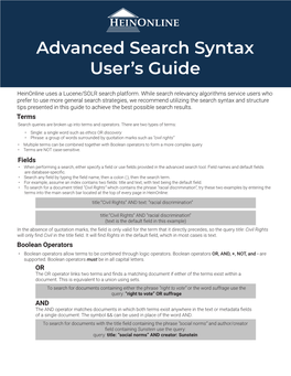 Advanced Search Syntax Guide