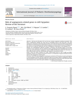Role of Angiogenesis-Related Genes in Cleft Lip/Palate: Review of the Literature