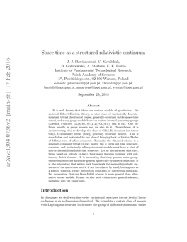Space-Time As a Structured Relativistic Continuum