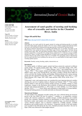 Assessment of Sand Quality of Nesting and Basking Sites of Crocodile And