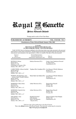 Royal Gazette of Prince Edward Island