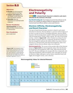 Electronegativity and Polarity 265 EN Difference Table 8.7 and Bond Character