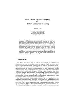 From Ancient Egyptian Language to Future Conceptual Modeling