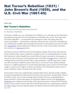 Nat Turner's Rebellion SOURCE