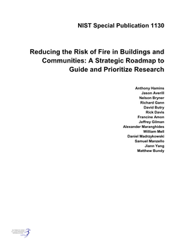 Reducing the Risk of Fire in Buildings and Communities: a Strategic Roadmap to Guide and Prioritize Research
