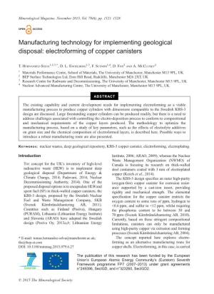 Electroforming of Copper Canisters