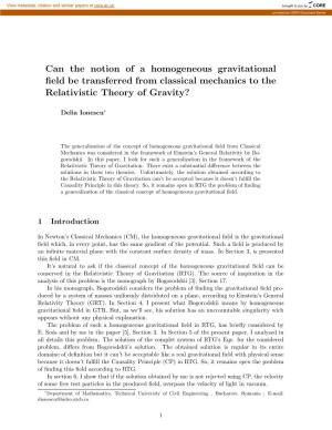 Can the Notion of a Homogeneous Gravitational Field Be Transferred