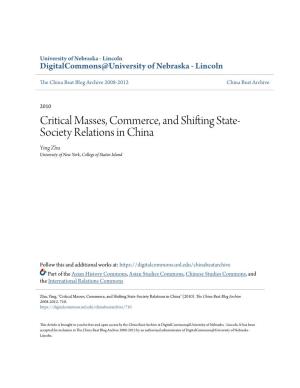 Critical Masses, Commerce, and Shifting State-Society Relations in China" (2010)