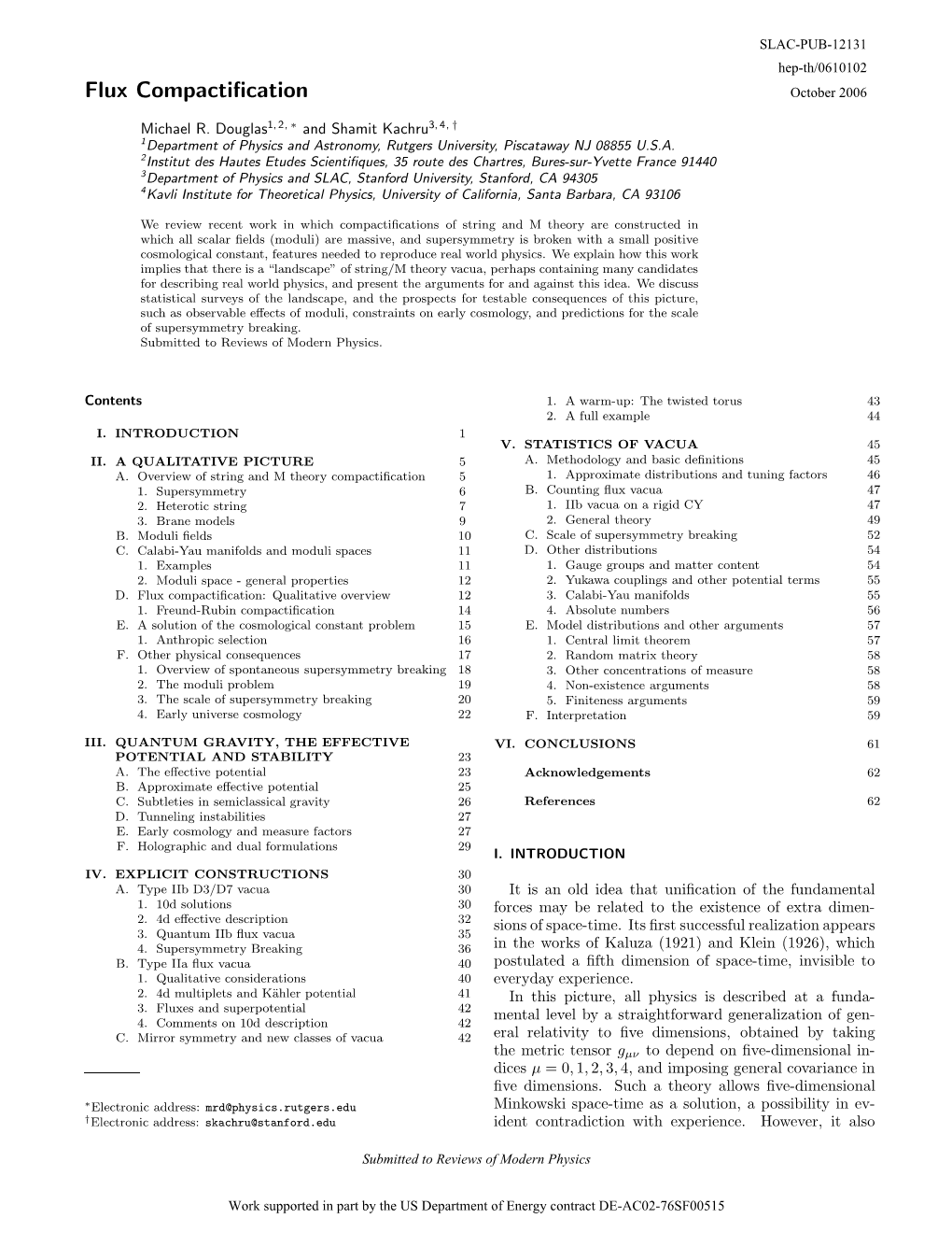 Flux Compactification