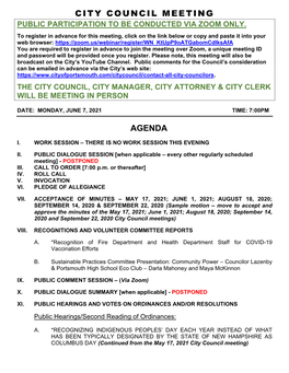 City Council Meeting Agenda Request Please Put This Under My Name