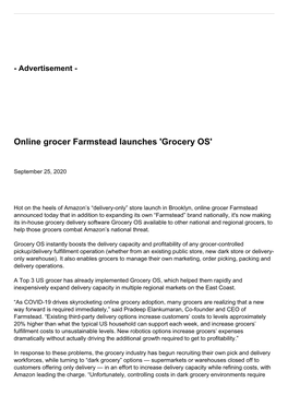 Online Grocer Farmstead Launches 'Grocery OS'