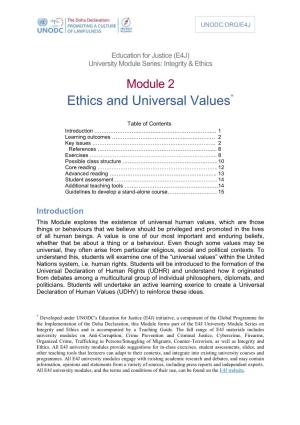 Module 2 Ethics and Universal Values*