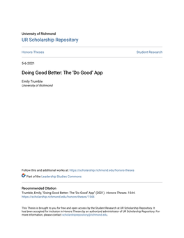 Doing Good Better: the 'Do Good'