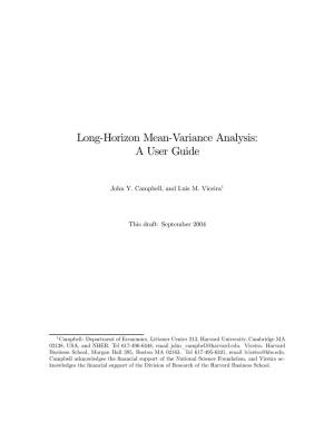 Long-Horizon Mean-Variance Analysis: a User Guide