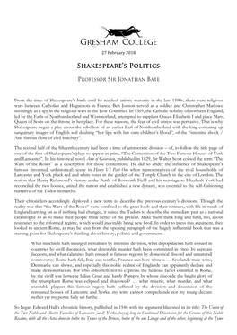 Shakespeare's Politics