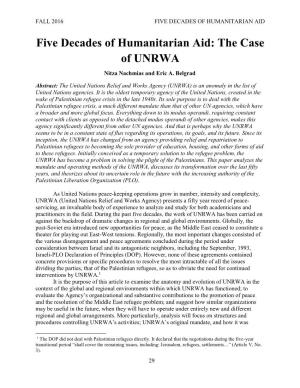 Five Decades of Humanitarian Aid: the Case of UNRWA