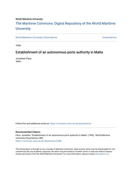 Establishment of an Autonomous Ports Authority in Malta