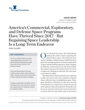 America's Commercial, Exploratory, and Defense Space Programs