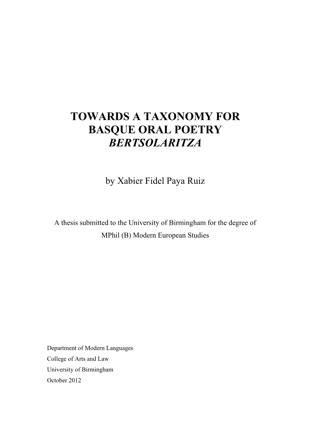 Towards a Taxonomy of Modern Oral Litterature