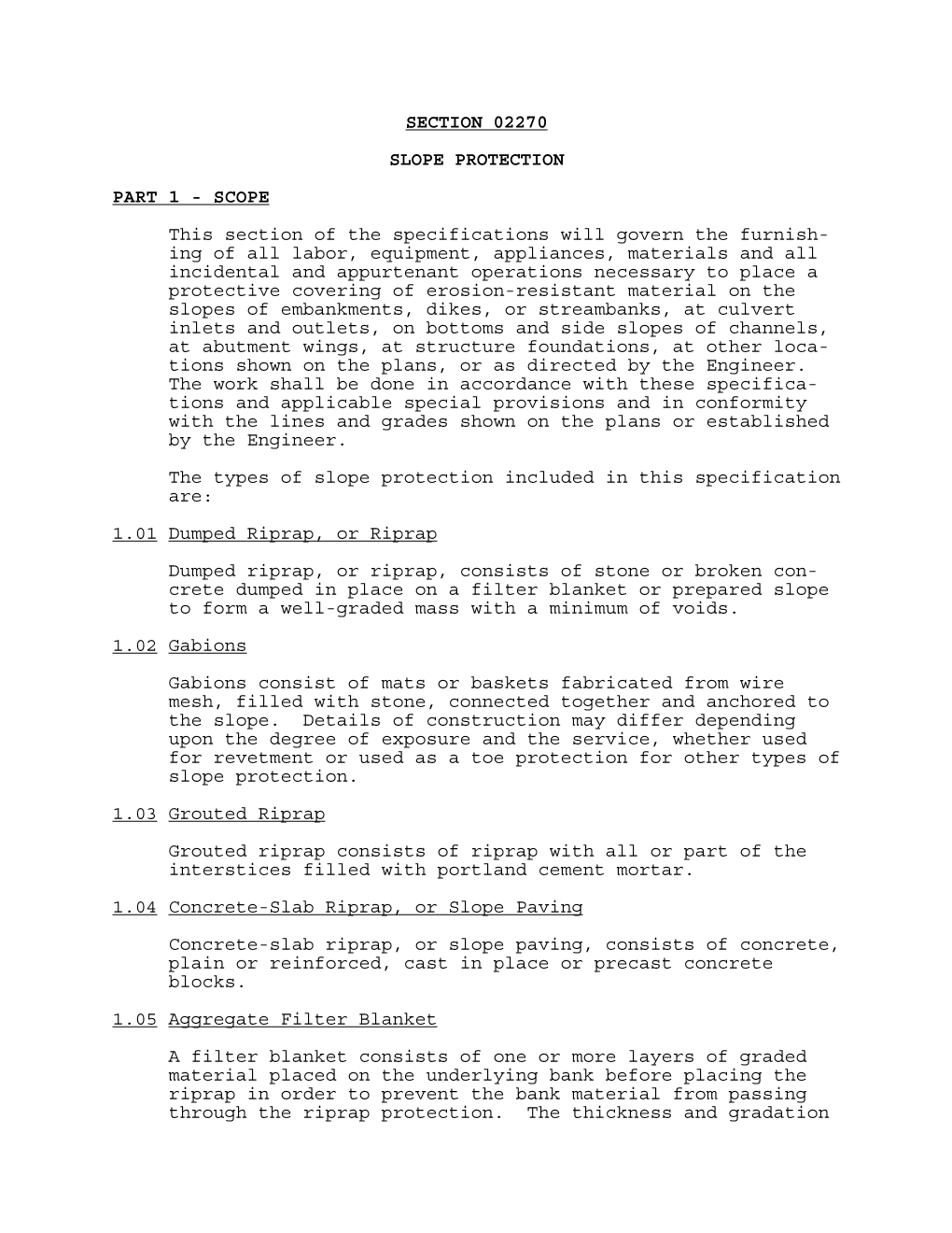 Section 02270 Slope Protection Part 1