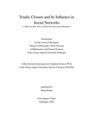 Triadic Closure and Its Influence in Social Networks – a Microscopic View of Network Structural Dynamics