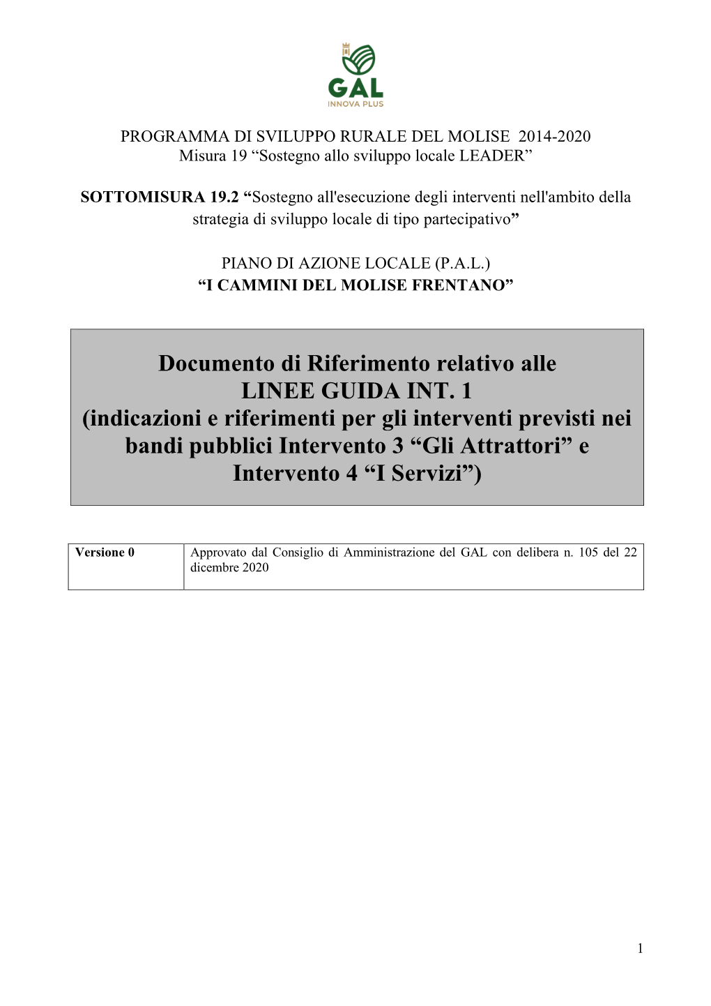 Documento Di Riferimento Linee Guida Intervento 1