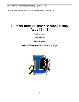 Durham Bulls Summer Baseball Camp (Ages 15 - 18)