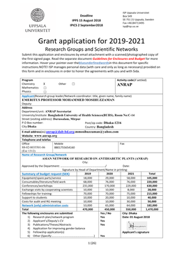 Grant Application for 2019-2021