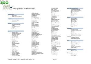 Final Species List for Phoenix Park