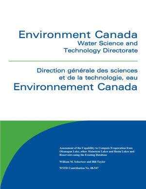 Environment Canada Water Science and Technology Directorate