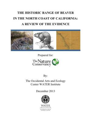 The Historic Range of Beaver in the North Coast of California: a Review of the Evidence