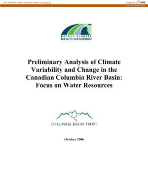 Climate Variability and Change in the Columbia River Basin – PCIC – 27 July 2007