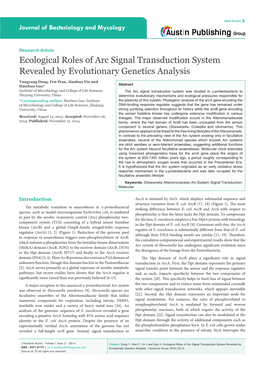 Ecological Roles of Arc Signal Transduction System Revealed by Evolutionary Genetics Analysis
